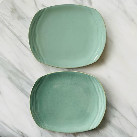Pfaltzgraff•NWT•Set of (2) VINTAGE Seychelles Buffet Plates•Green Sea•10”x 8” - Picture 1 of 7